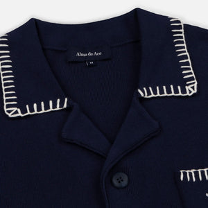 Alma De Ace Rexa Stitched Navy Blue Shirt