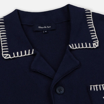 Alma De Ace Rexa Stitched Navy Blue Shirt