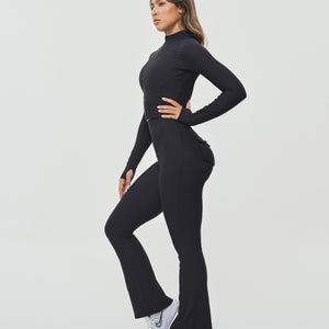 Ribbed Cropped Jacket - Black