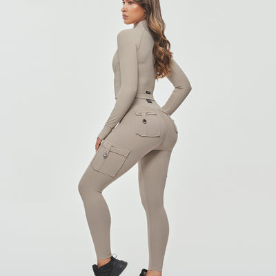 Ribbed Cropped Jacket - Khaki