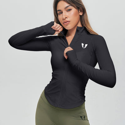 Ribbed Gym Jacket - Black