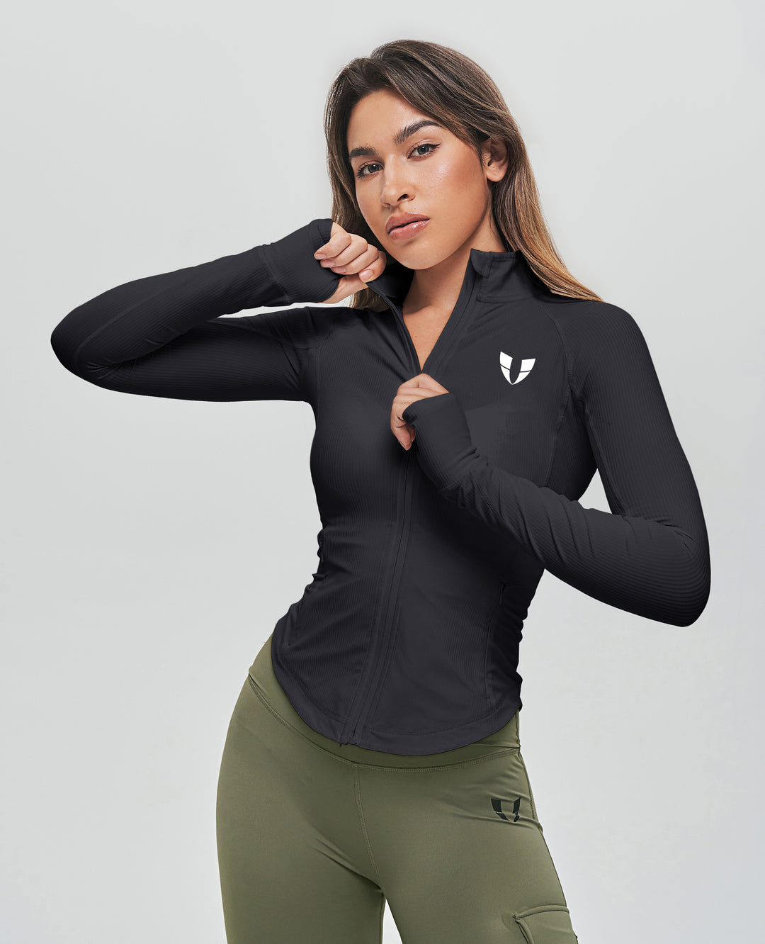 Ribbed Gym Jacket - Black