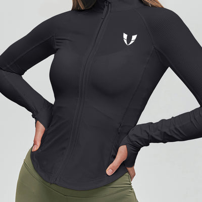 Ribbed Gym Jacket - Black