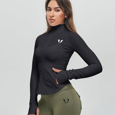 Ribbed Gym Jacket - Black