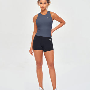 Ribbed Workout Tank - Gray Blue