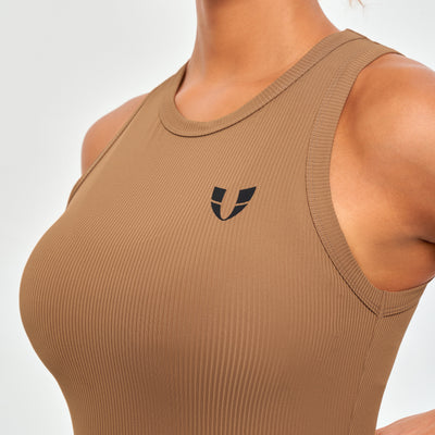 Ribbed Workout Tank - Brown