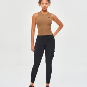 Ribbed Workout Tank - Brown