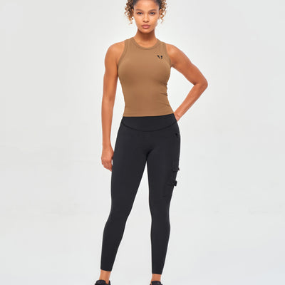 Ribbed Workout Tank - Brown