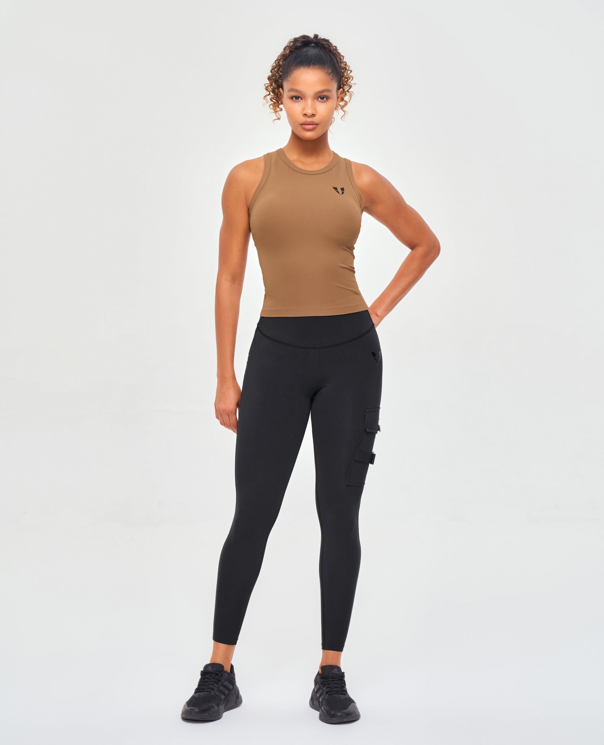 Ribbed Workout Tank - Brown