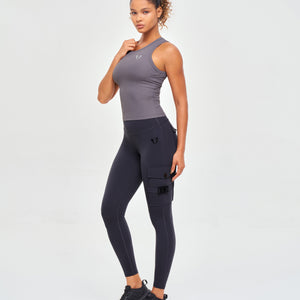 Ribbed Workout Tank - Gray Purple