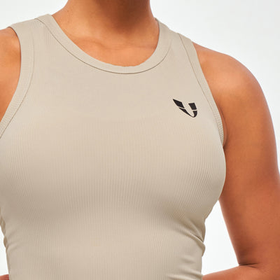 Ribbed Workout Tank - Khaki
