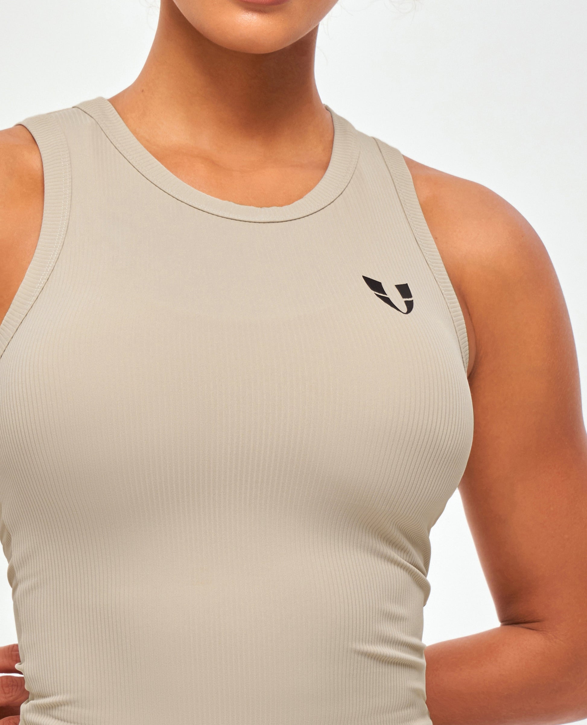 Ribbed Workout Tank - Khaki