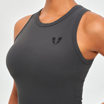 Ribbed Workout Tank - Lava Gray