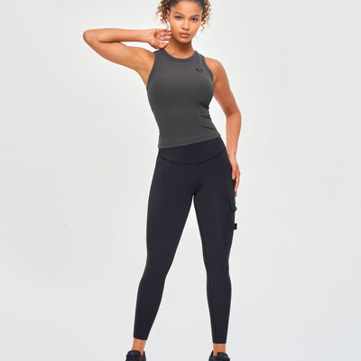 Ribbed Workout Tank - Lava Gray