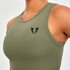 Ribbed Workout Tank - Olive Green