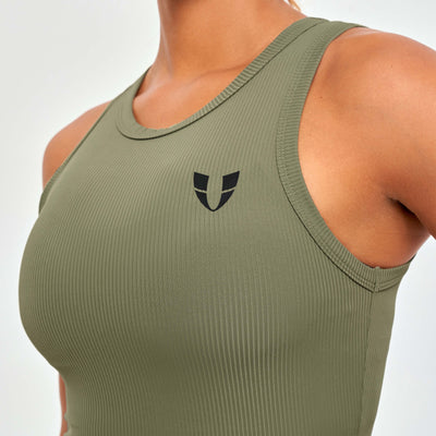 Ribbed Workout Tank - Olive Green