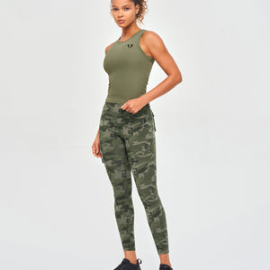 Ribbed Workout Tank - Olive Green