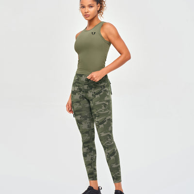 Ribbed Workout Tank - Olive Green