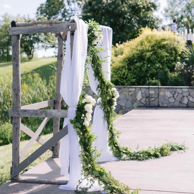 Chic White and Green Riverside Wedding