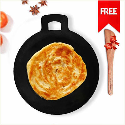 100% Pure Sheet Iron Tawa + Free ₹110 Spatula, Pre-seasoned, Toxin-free, 30.5cm, 1.8 / 1.4 kg