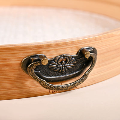 Round Tray With Embossed Acrylic Base And Bamboo Rim
