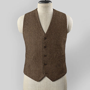 Rust Herringbone Tweed Waist Coat
