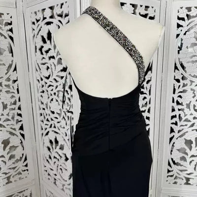 Jersey Fitted One Shoulder Slit Gown by Jovani 02543