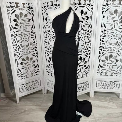 Jersey Fitted One Shoulder Slit Gown by Jovani 02543