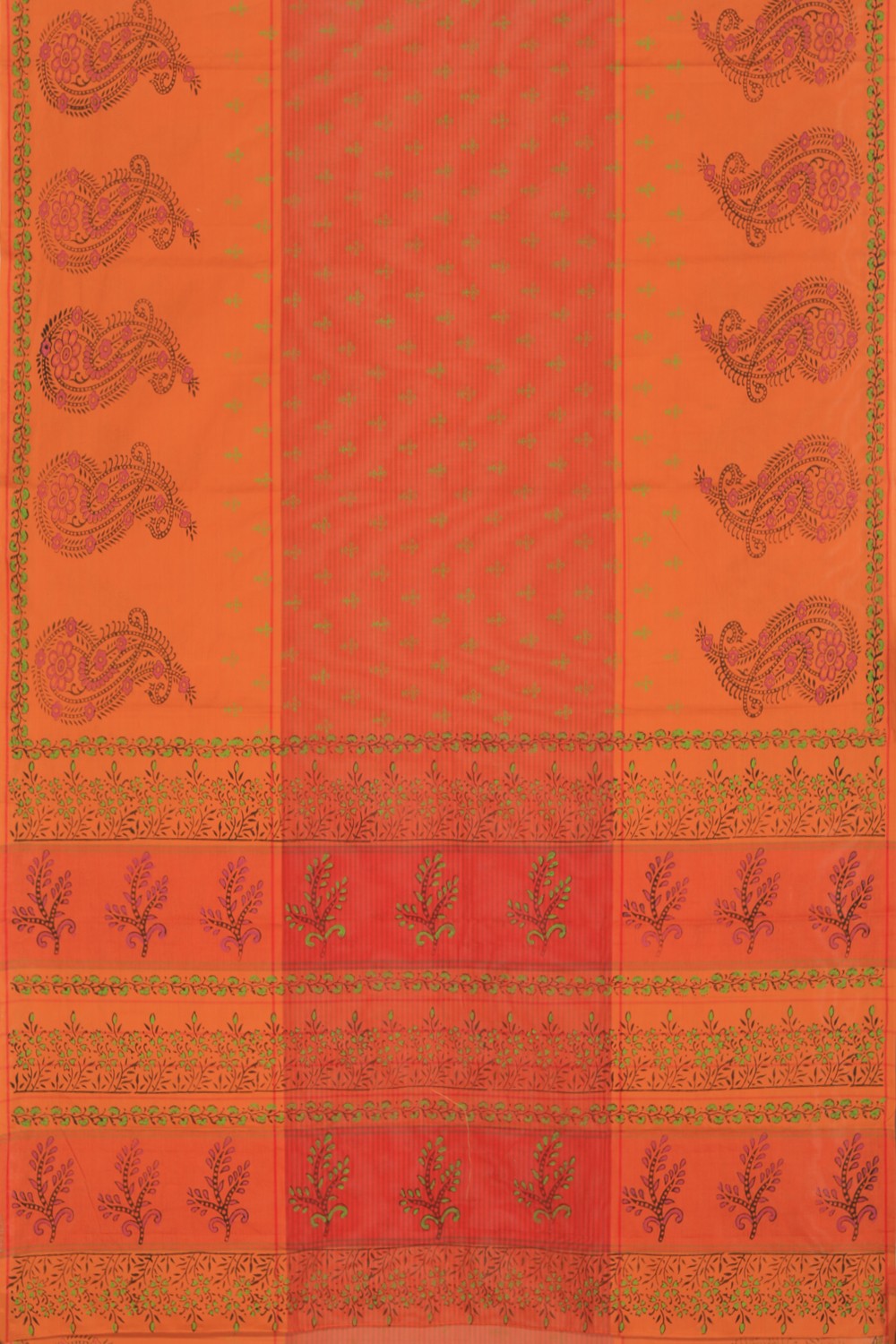 Hand block printed cotton saree