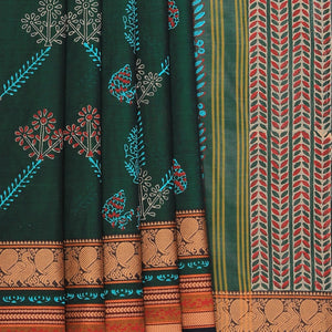 Hand block printed cotton saree