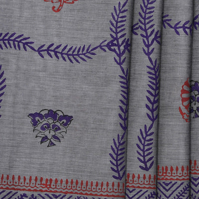 Hand block printed cotton saree
