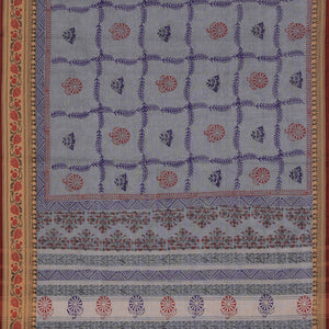 Hand block printed cotton saree