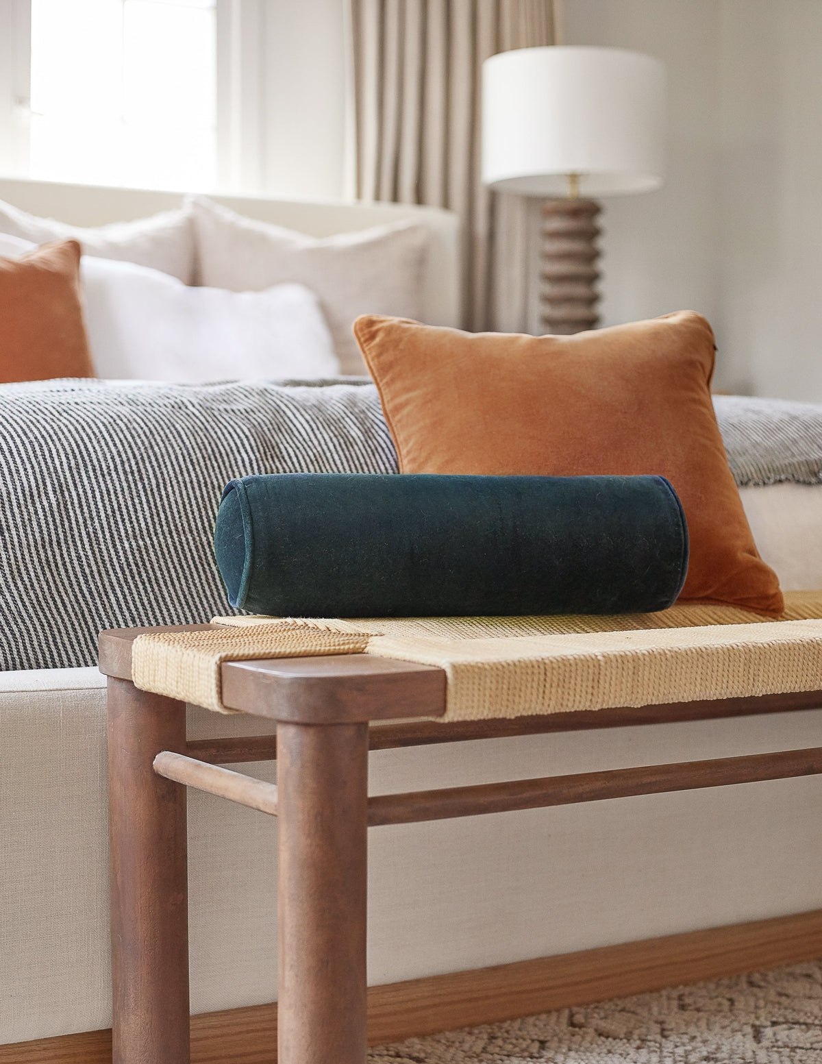 Sabine Velvet Bolster Pillow