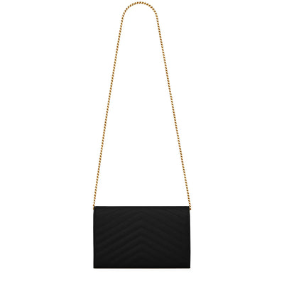 Saint Laurent Monogram Envelope Black Gold Crossbody Bag