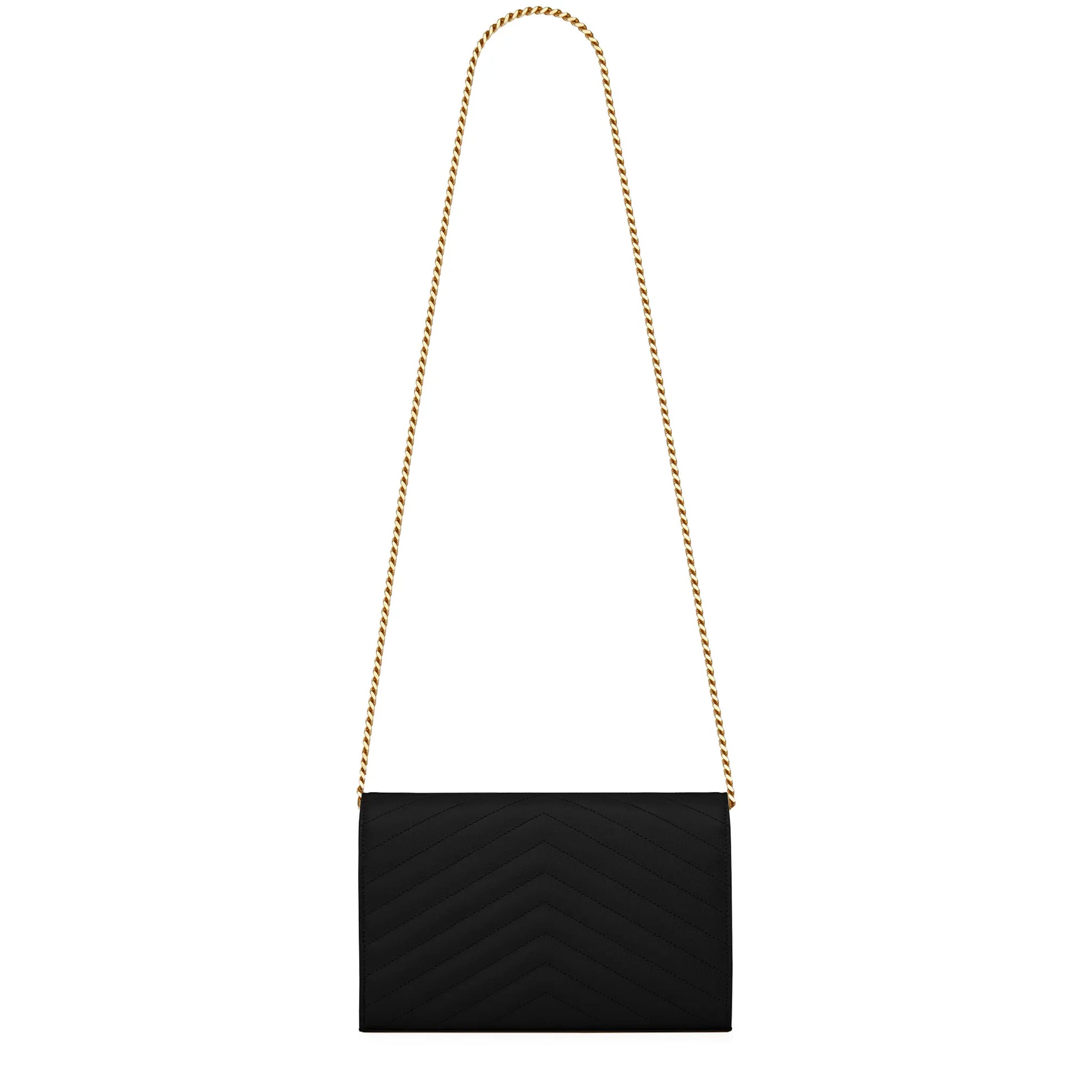 Saint Laurent Monogram Envelope Black Gold Crossbody Bag