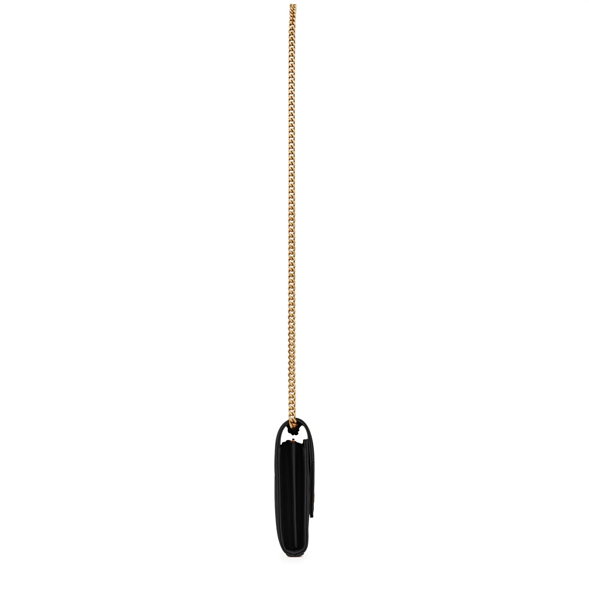 Saint Laurent Monogram Envelope Black Gold Crossbody Bag