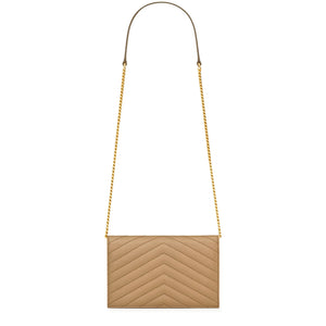 Saint Laurent Monogram Envelope Dark Beige Crossbody Bag