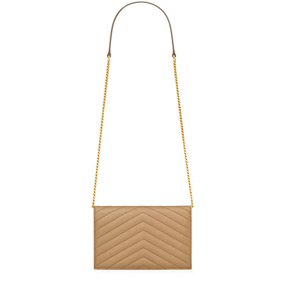 Saint Laurent Monogram Envelope Dark Beige Crossbody Bag