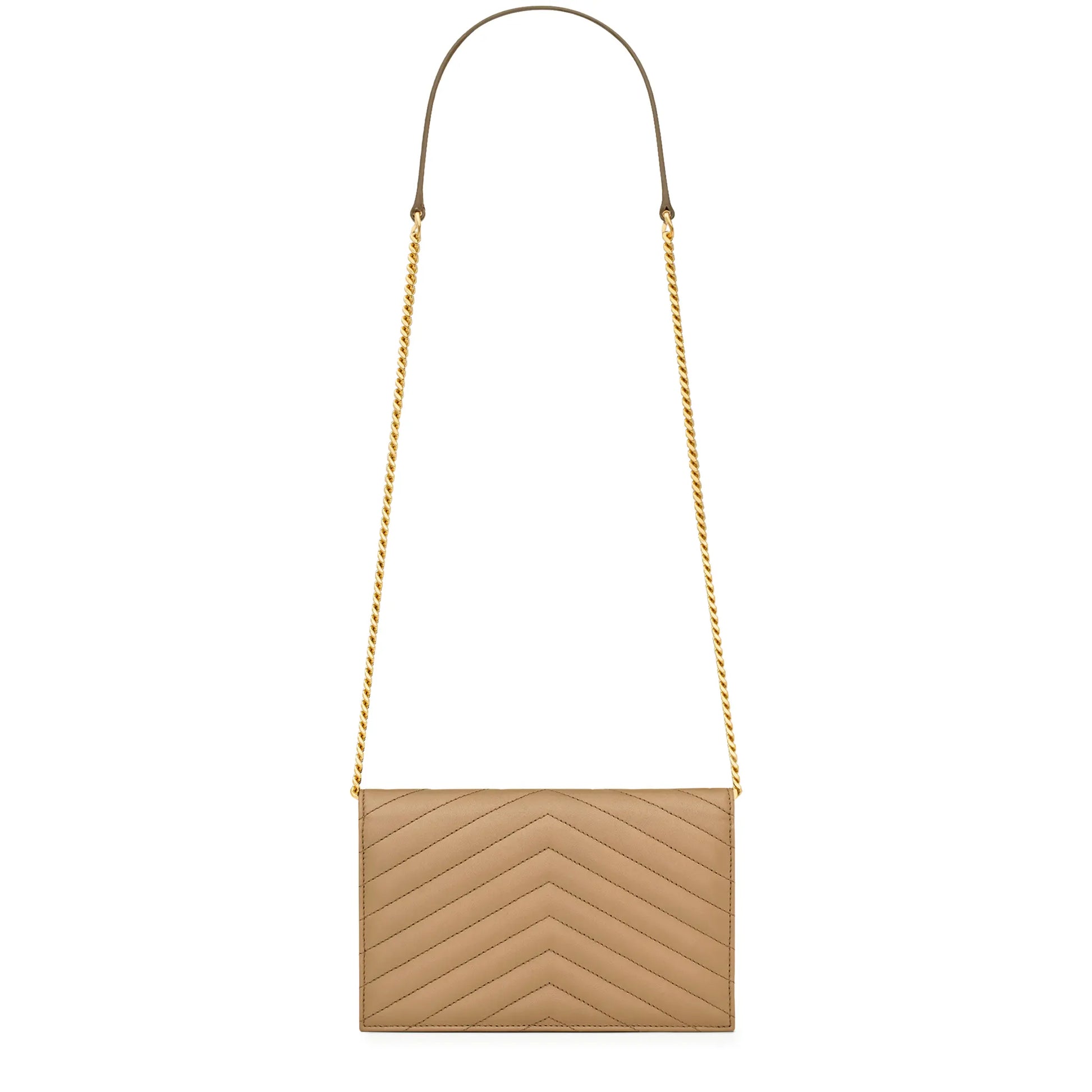 Saint Laurent Monogram Envelope Dark Beige Crossbody Bag