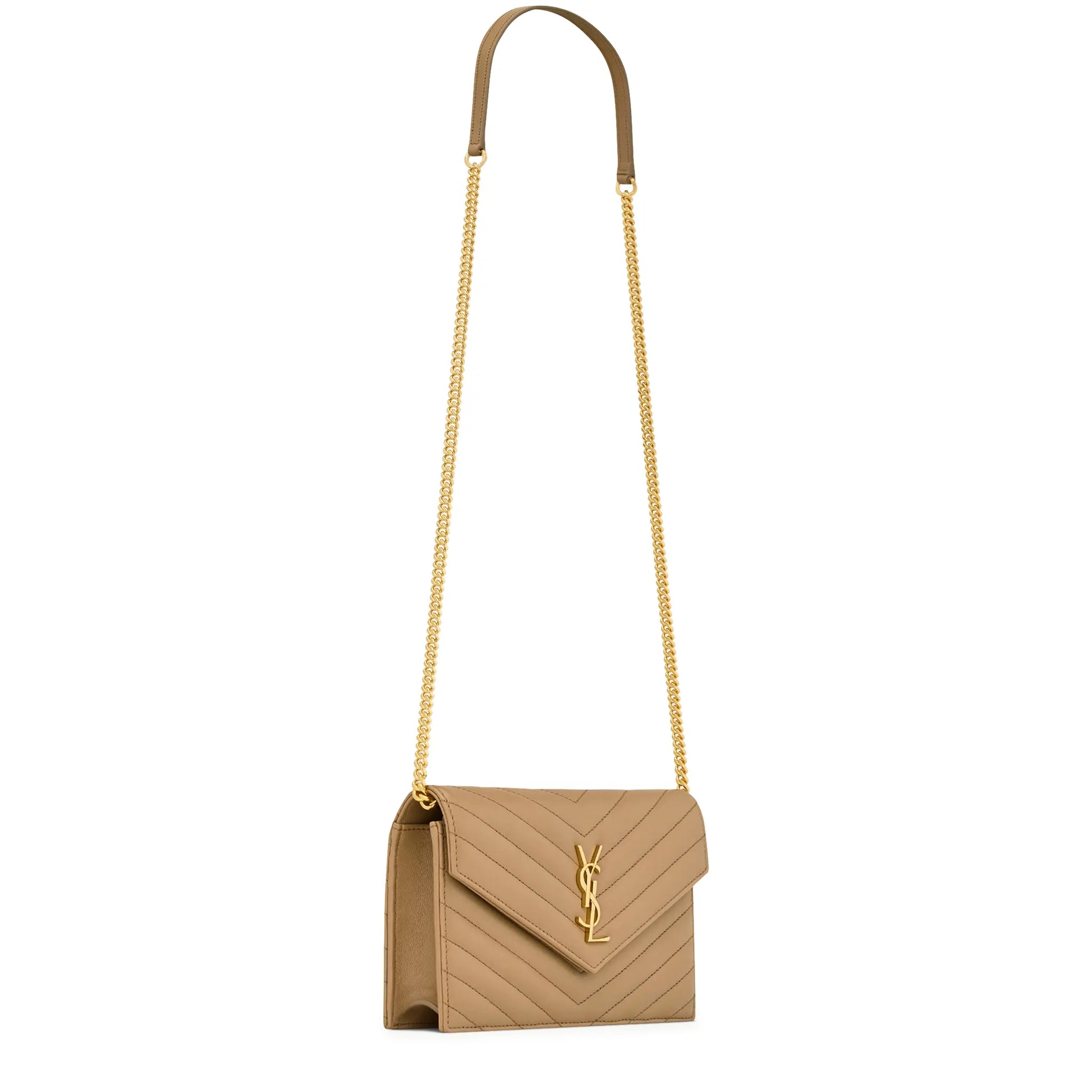 Saint Laurent Monogram Envelope Dark Beige Crossbody Bag