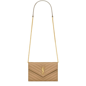 Saint Laurent Monogram Envelope Dark Beige Crossbody Bag