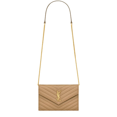 Saint Laurent Monogram Envelope Dark Beige Crossbody Bag