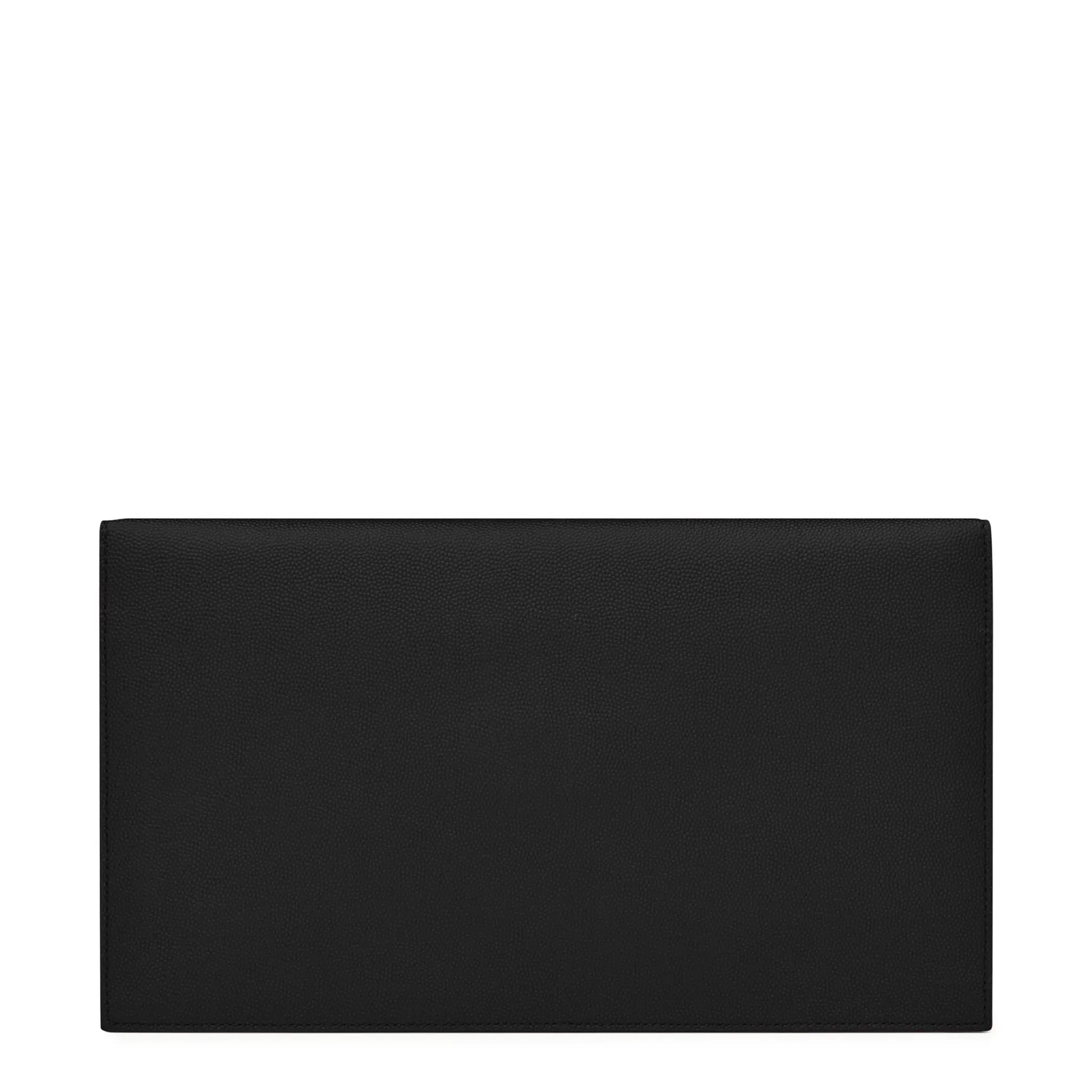 Saint Laurent Uptown Grain De Poudre Leather Black Pouch