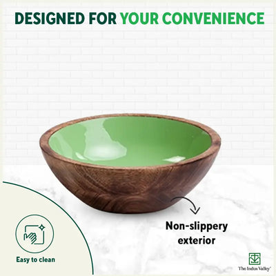 Ceramic Glazed Mango Wood Bowl