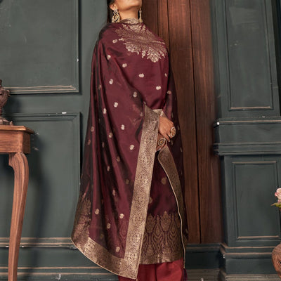 Cinnamon Brown Unstitched Salwar Suit