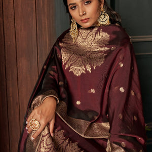 Cinnamon Brown Unstitched Salwar Suit
