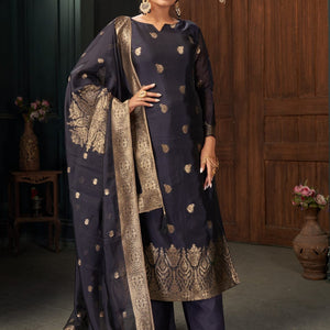 Indigo Blue Unstitched Salwar Suit