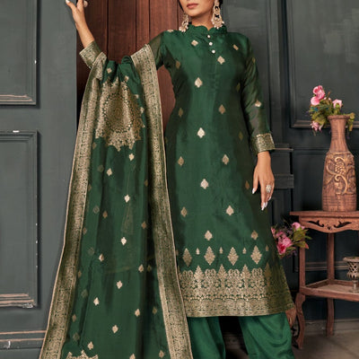 Phthalo Green Unstitched Salwar Suit
