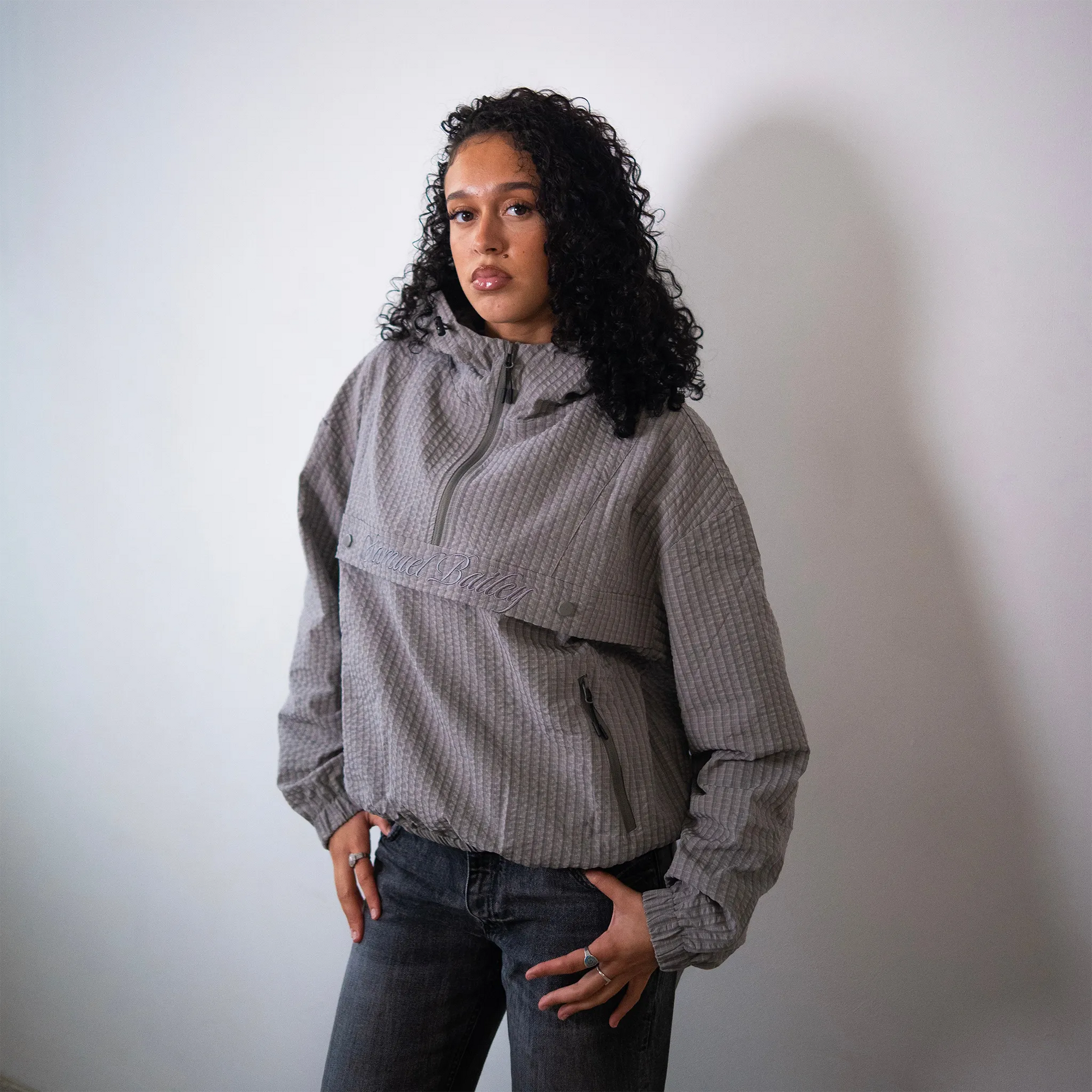 Samuel Bailey Signature Grid Grey Half-Zip Jacket (W)