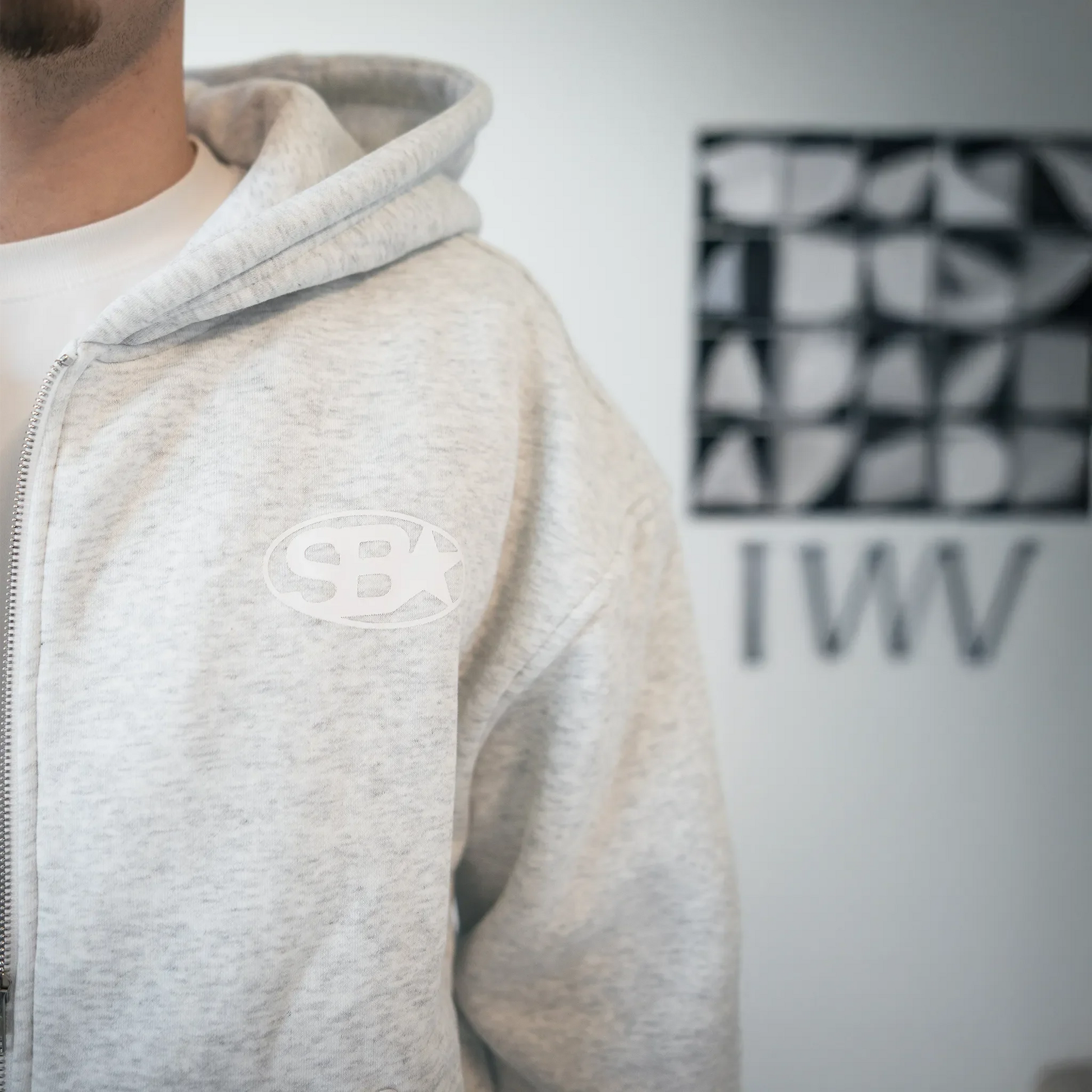Samuel Bailey Star Emblem Grey Zip-Up Hoodie
